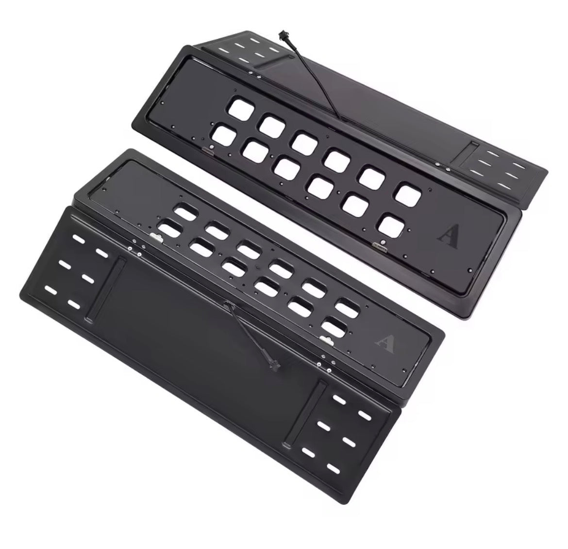 Kit de 2 caches-plaques électriques motorisés 12V à dépliage rapide (3 secondes) avant et arrière avec