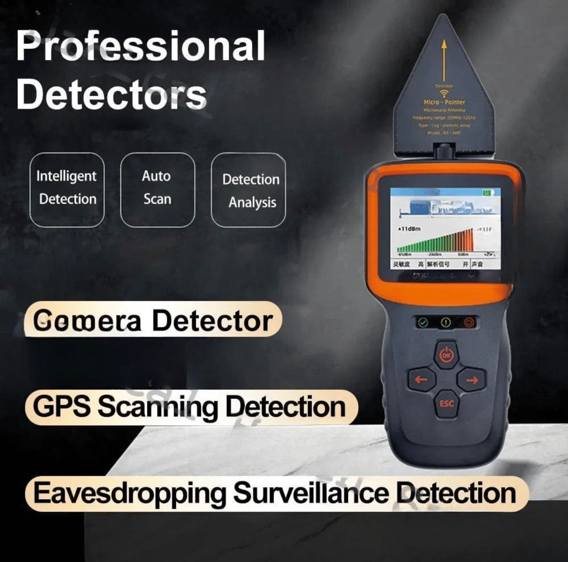 Détecteur de Traceur GPS/Camera/Micros Ultra Puissant