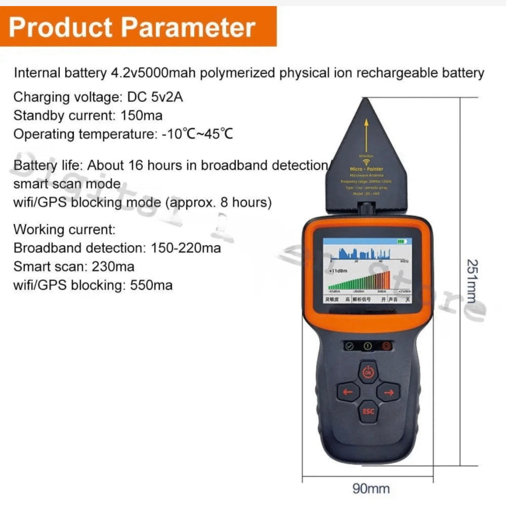 Détecteur de Traceur GPS/Camera/Micros Ultra Puissant